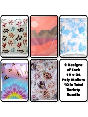 19x24 (10 qty Colorful Poly Mailers Variety Bundle